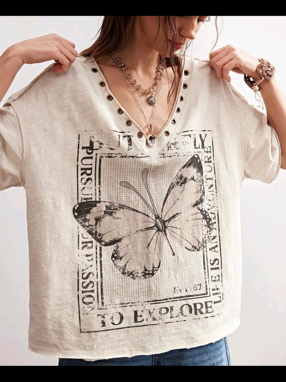 V-Neck Top M 100 % Cotton